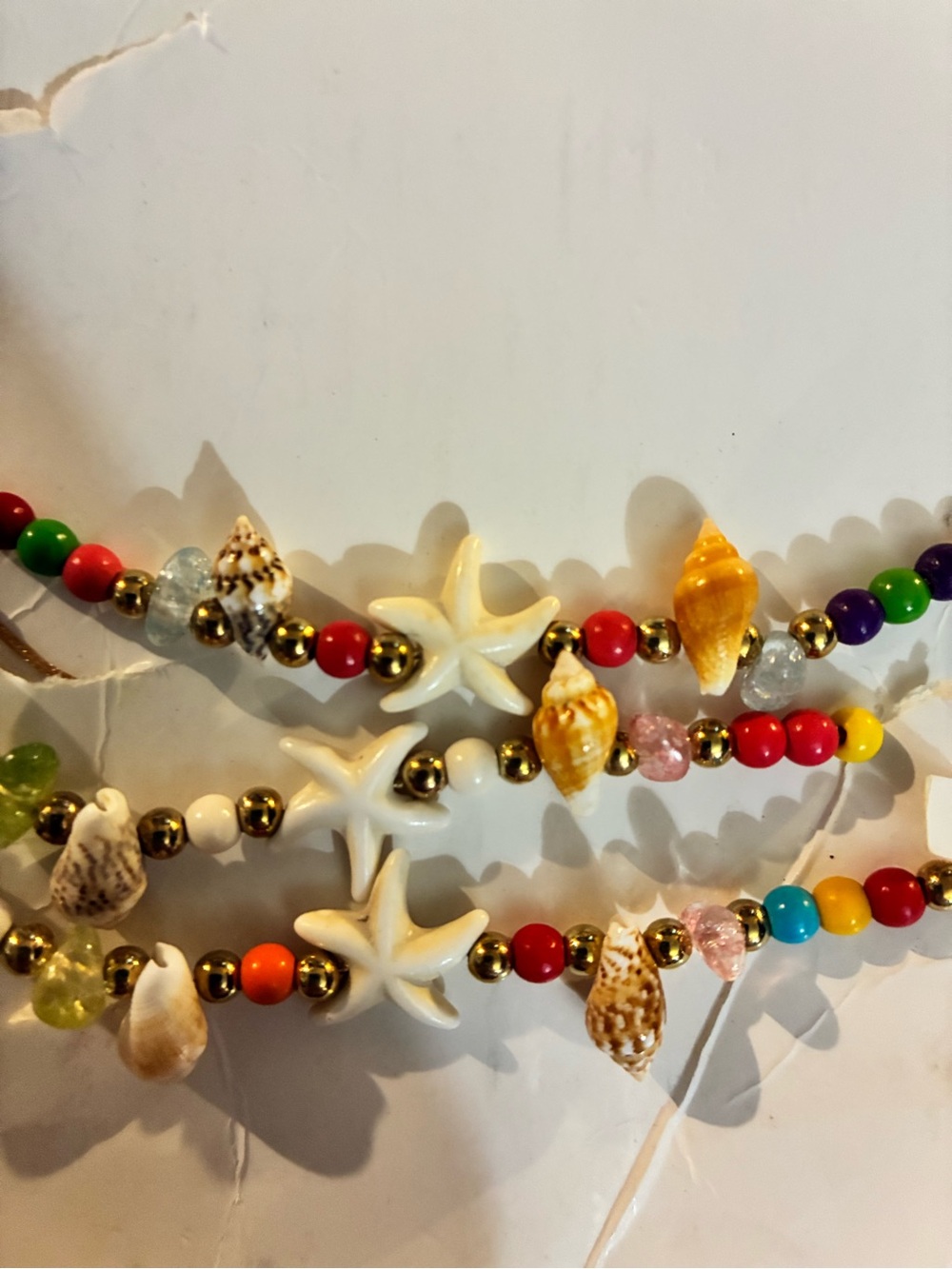 Shell & Starfish Beaded Bracelet Anklet set- Multicolor